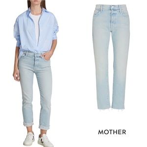 MOTHER The Scrapper High-Rise Stretch Fray Ankle Jeans, Lonely Hearts Club